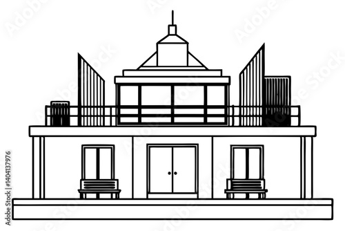 Luxury Penthouse Suite Vector on High Rise Building Top Floor