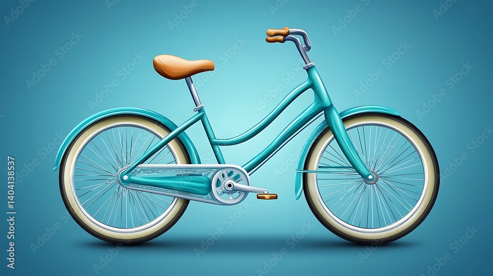Teal Children's Bicycle Against Teal Background Teal Children's Bicycle Against Teal Background