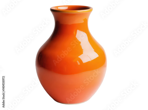 Bright orange ceramic vase with a glossy finish, showcasing a modern design.