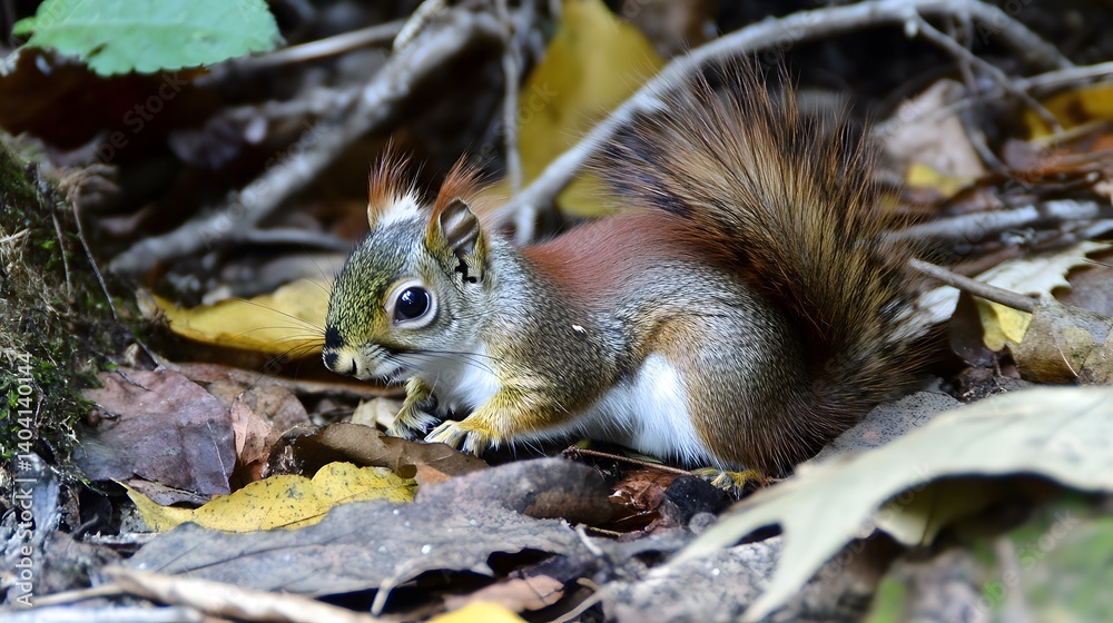 Adorable Red Squirrel in Autumn Leaves Wildlife Photography Adorable Red Squirrel in Autumn Leaves Wildlife Photography