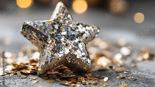 Glittery Silver Star Ornament.
