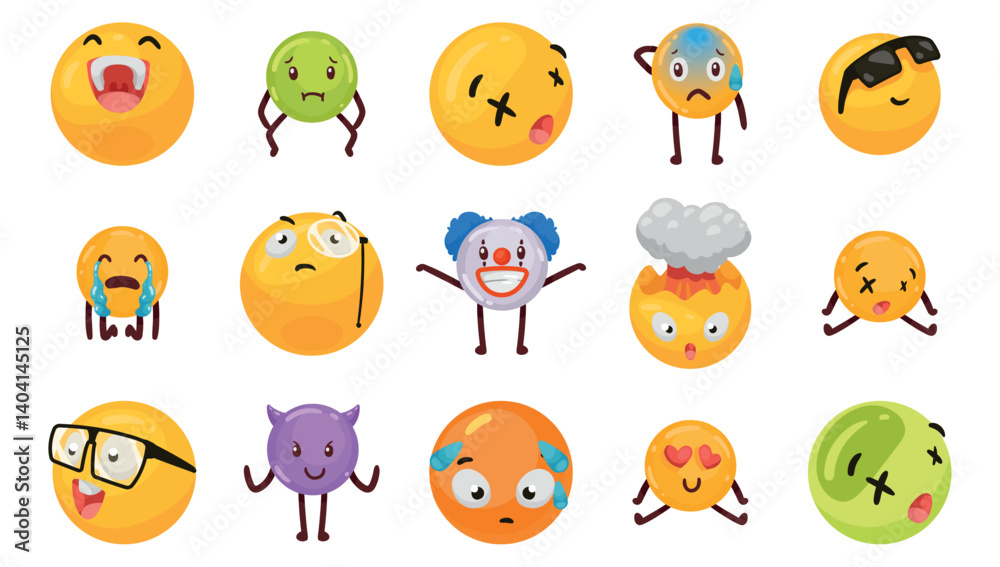 Funny 3D Vector Emoji Collection with Unique Cartoon Faces and Expressive Emotions for Creative Digital Projects