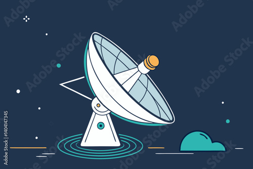 Modern Satellite Dish Emitting Signal Waves
