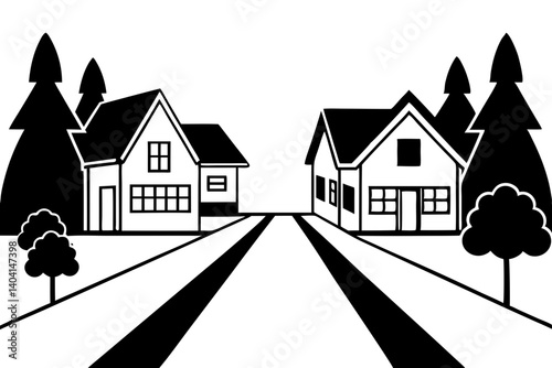 Charming Suburban Street Scene With Family Homes