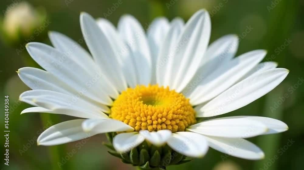 Close-Up of a Vibrant White Daisy Flower with Yellow Center in Nature Close-Up of a Vibrant White Daisy Flower with Yellow Center in Nature