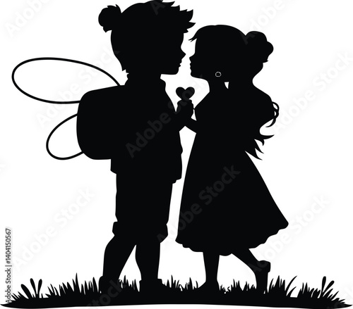 Honeylove Silhouette, Romantic Couple Art, Love Vector Scene