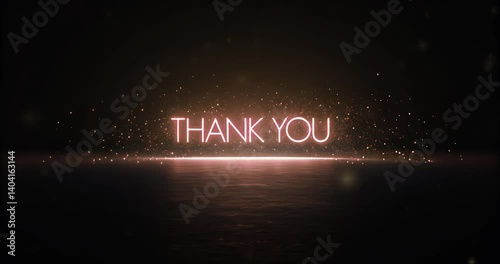 a neon greeting card that says thank you. Dark theme, bright neon