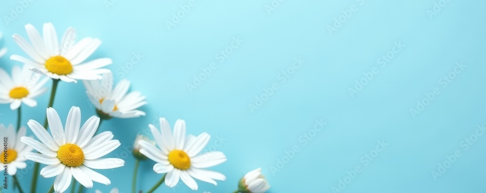 Light blue backdrop, white daisies in bottom corner Simple, elegant desktop wallpaper , white daisies, light blue Light blue backdrop, white daisies in bottom corner Simple, elegant desktop wallpaper , white daisies, light blue
