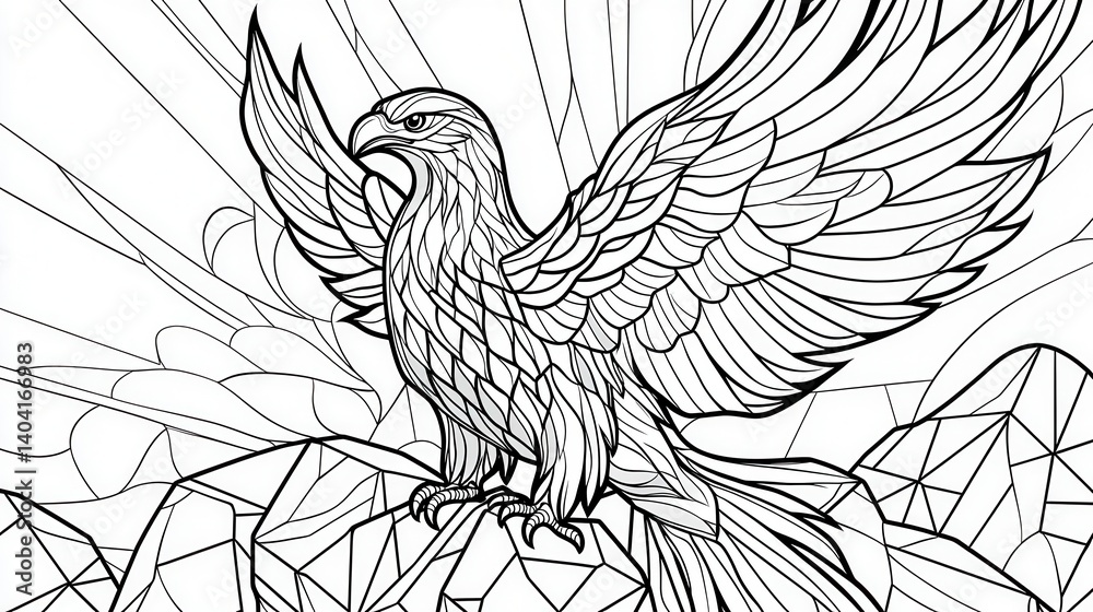 Naklejka premium Majestic Bird of Prey in Geometric Style
