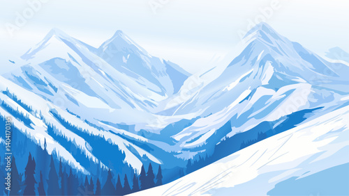 Winter Ski Adventure with Snow-Capped Mountains