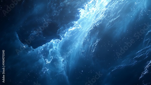 Futuristic astronaut exploring the galaxy with glowing nebula and stars high resolution image