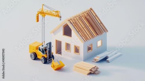 3D Model of House Construction Site photo