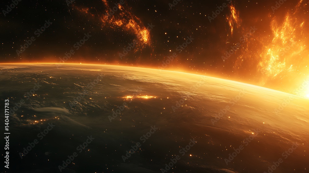 Obraz premium Futuristic astronaut gliding through vibrant cosmic nebula with bright stars high resolution image