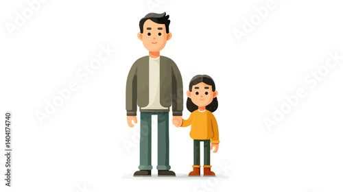 Father and Daughter Hand in Hand: A father and daughter stand together, holding hands, a simple and powerful image of love, support, and familial bond.