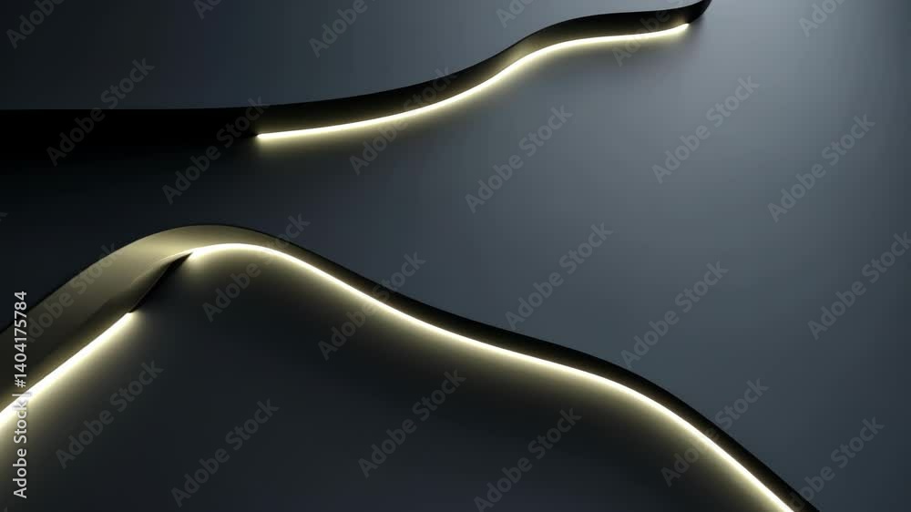 Elegant fluid lines of light dance across a dark surface in an artistic exploration of modern design aesthetics Generative AI
