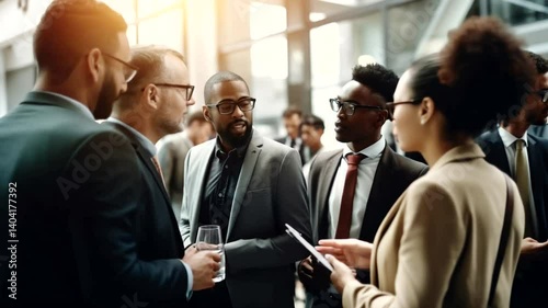 Diverse businesspeople networking lobby event