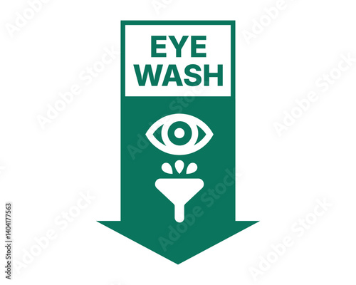 Eye Wash Station Safety Sign – Essential Indicator for Emergency Assistance in Hazardous Environments - Premium High Quality Vectorial Stock Image