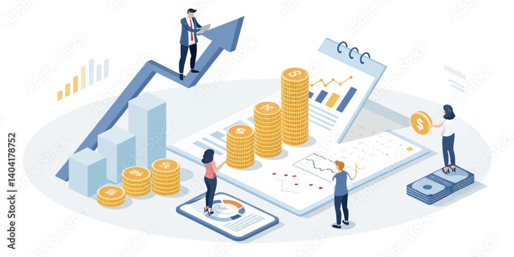 Business-Growth-Isometric-Money-Chart-Success-Teamwork Business-Growth-Isometric-Money-Chart-Success-Teamwork