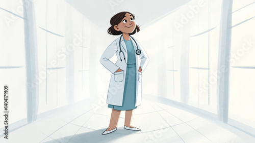 Cartoon-Female-Doctor-Illustration-Medical-Professional