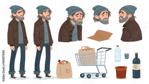 Cartoon-Homeless-Man-Character-Asset-Homelessness-Poverty