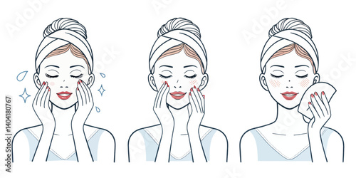 Skincare-Routine-Woman-Washing-Face-Illustration