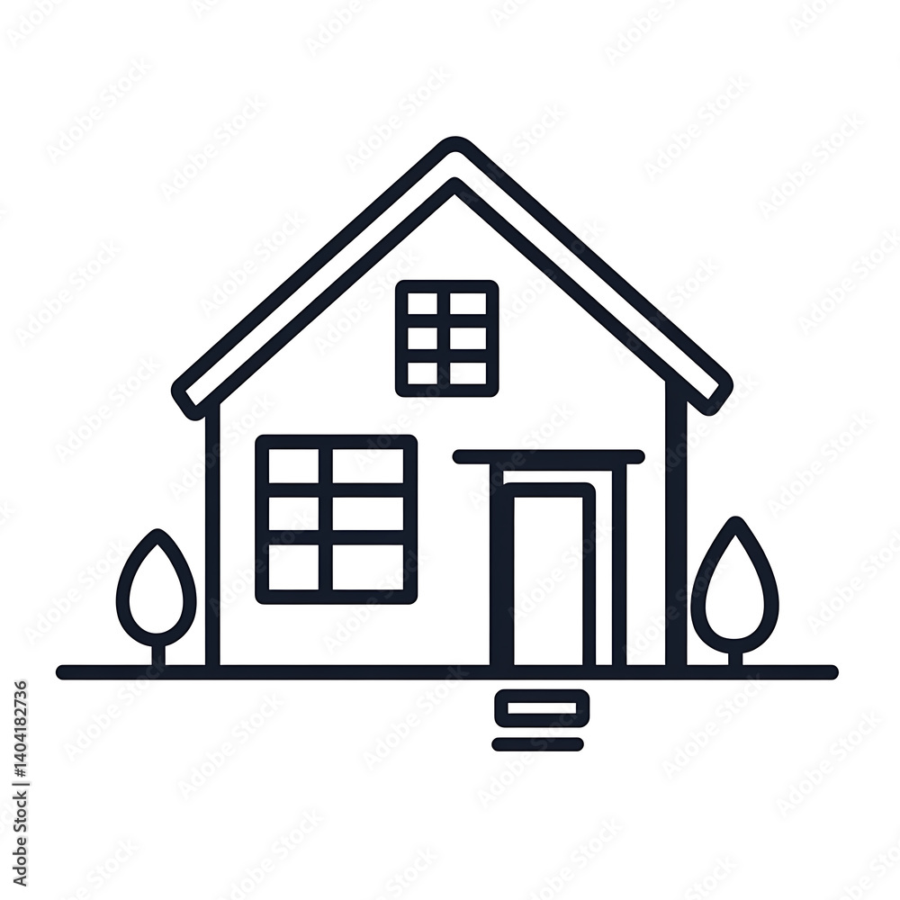 Minimalistic Line Art House Icon in Black and White Minimalistic Line Art House Icon in Black and White
