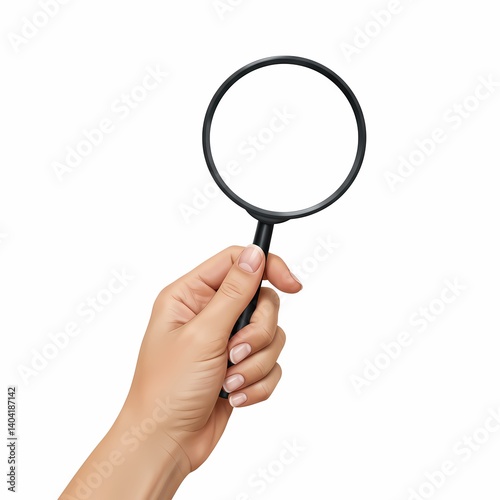 Hand holding magnifying glass