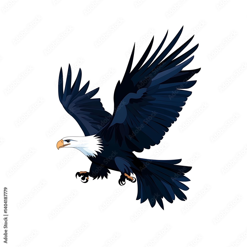 Fototapeta premium Eagle soaring silhouette icon