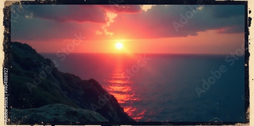 Grunge, dark polaroid frame with scratched edges and faded film , distressed, old, scratched