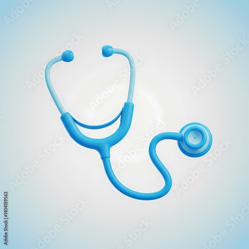 3D Stethoscope on Blue