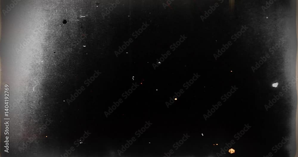 Vintage Film Burn, Lens Flare, Flickers Transition. Retro Grunge Film Damage Light Leaks Texture Overlay with Scratches & Dirt Stains. Abstract Background. Old TV Grain Noise Frame - 4K