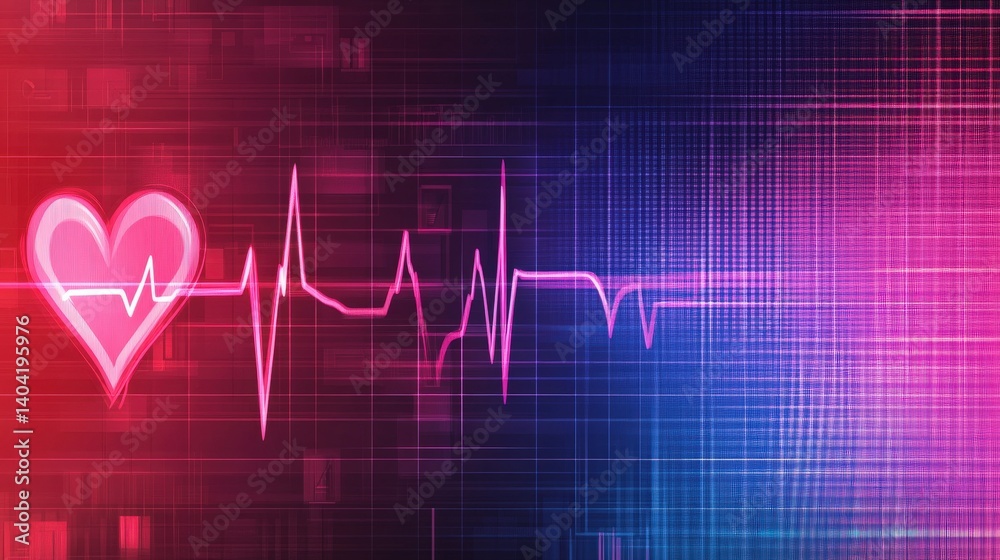 Vibrant Heartbeat Graphic with Pulse Line and Colorful Background for Health Themes Vibrant Heartbeat Graphic with Pulse Line and Colorful Background for Health Themes