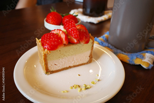 food cake plate dessert strawberry cheese cafe