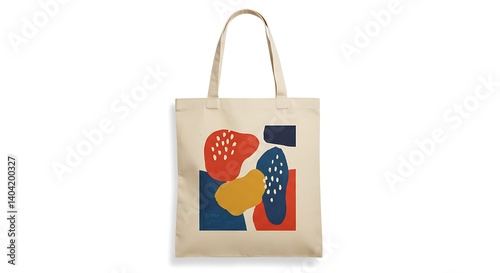 A trendy tote bag made from durable canvas, featuring a bold and artistic abstract design in vibrant colors, ideal for everyday use