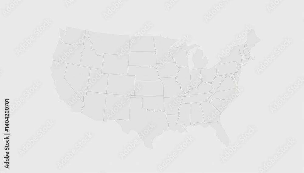Fototapeta premium North American Map with Data Points on Light Gray Background