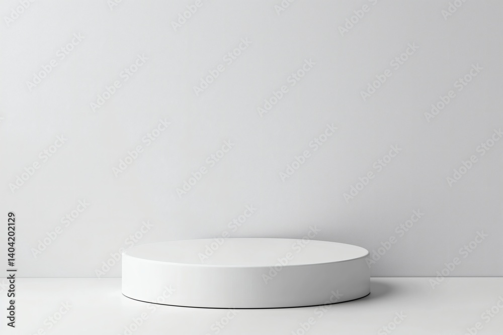 Minimalist White Cylinder Podium Against a Soft White Background, Ideal for Product Showcase in a Clean and Simple Studio Setting Minimalist White Cylinder Podium Against a Soft White Background, Ideal for Product Showcase in a Clean and Simple Studio Setting