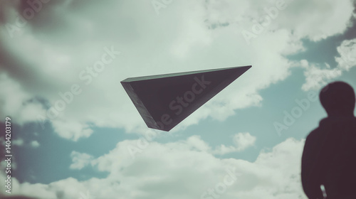 Grainy 1977 Super 8 Footage of a Black Triangle UFO Hovering in the Sky as People Watch Below