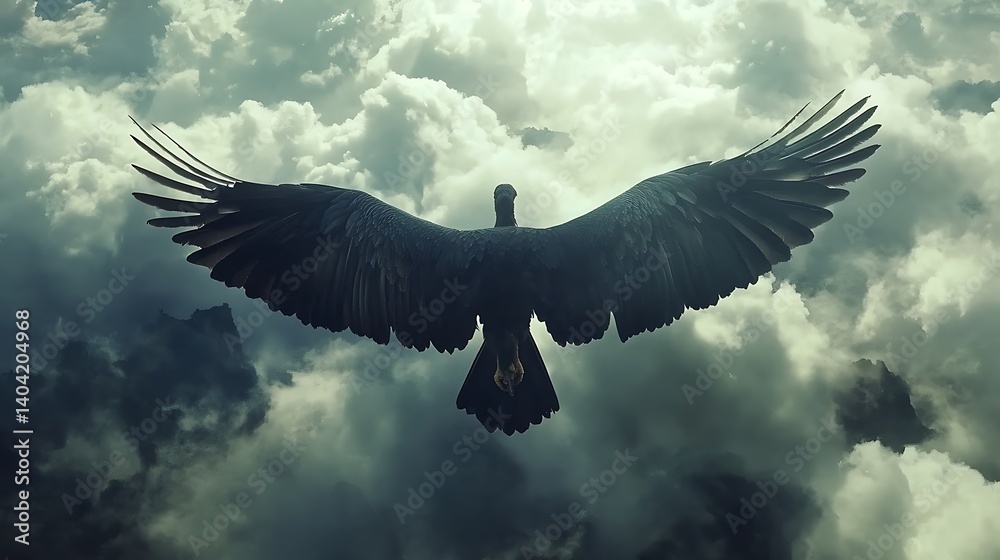 Obraz premium Majestic vulture soaring across a vibrant sky at sunset high resolution image