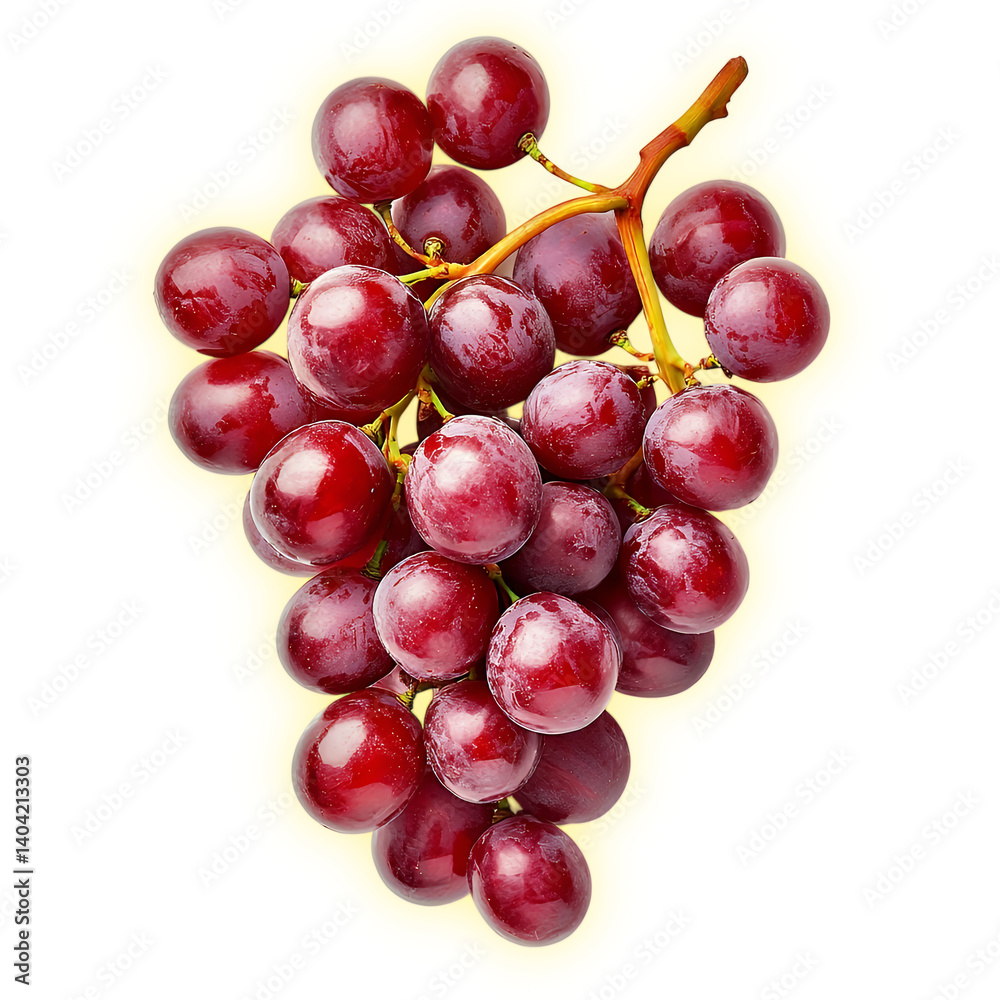 Fresh bunch of vibrant red grapes on a yellow background. Fresh bunch of vibrant red grapes on a yellow background.