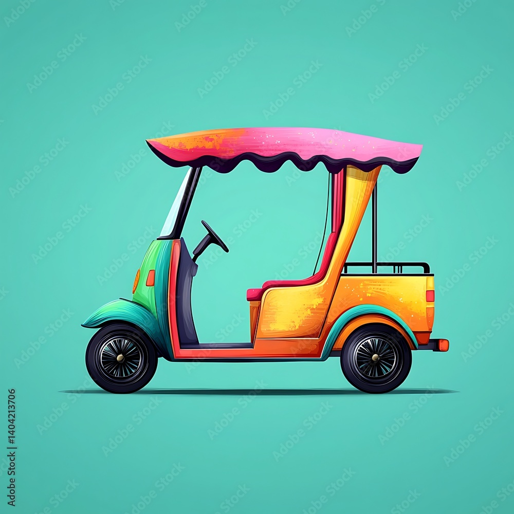 Fototapeta premium Colorful Indian Auto-Rickshaw for Holi