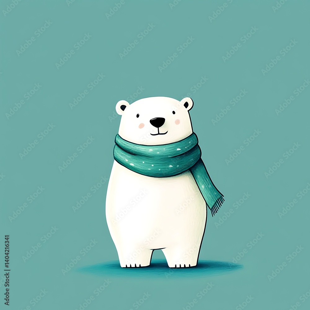 Fototapeta premium Polar Bear Wrapped in Scarf