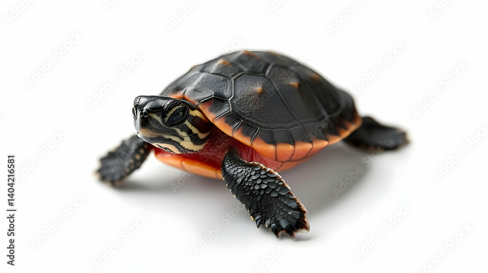 Obraz premium Baby Turtle Against White Background