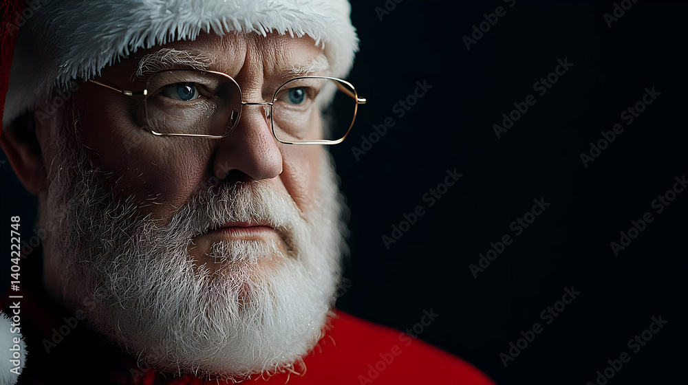 Close Up Portrait Of Santa Claus With Snowy Beard