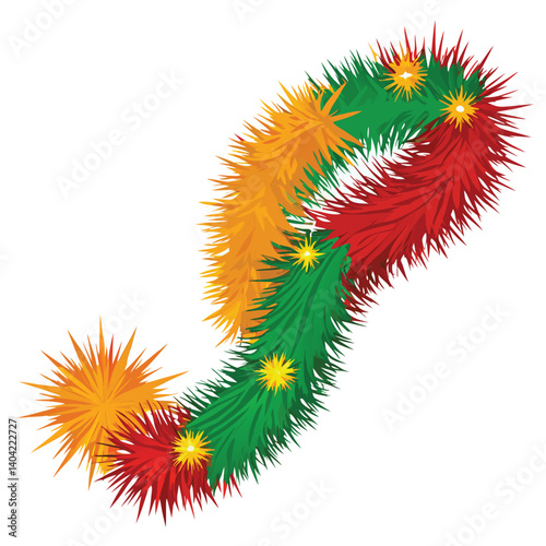 Christmas tinsel isolated on white background