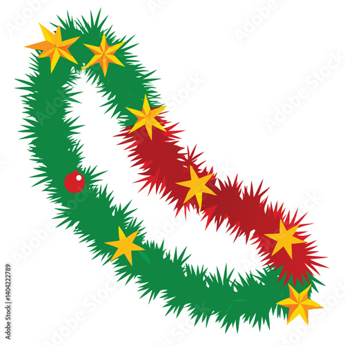 Christmas tinsel isolated on white background