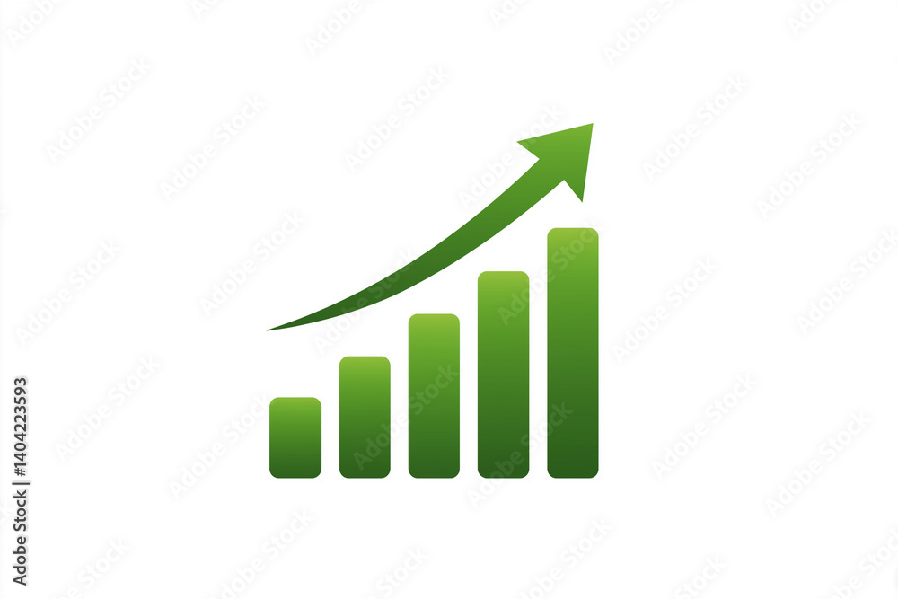 Growth chart representing increasing progress in finance or business over time with a green color scheme Growth chart representing increasing progress in finance or business over time with a green color scheme