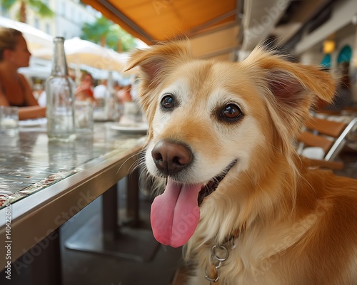 Dog at Outdoor Cafe.