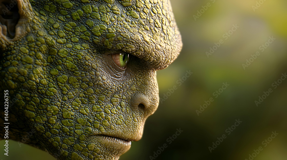 Closeup Profile of Reptilian Creature with Intense Gaze