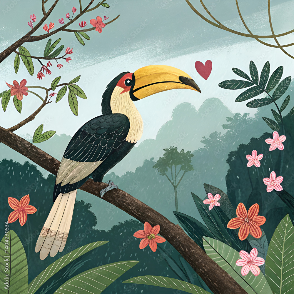 Obraz premium vector illustration of a tropical bird