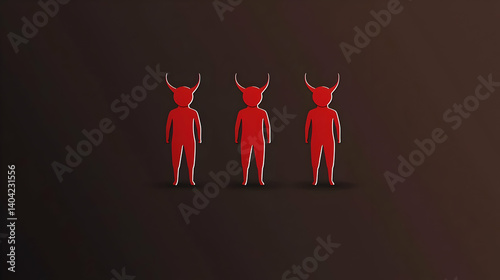 Obraz na płótnie Three Pixel Art Demon Figures Against a Dark Gradient Background w salonie